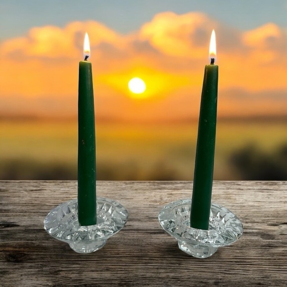 A pair of Forever Crystal Candle
Holders Clear Round Faceted - Picture 1 of 11